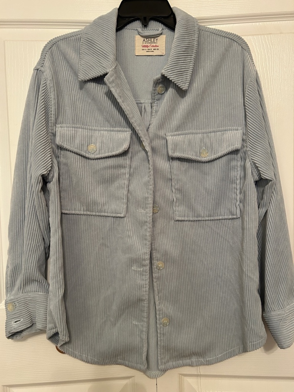 Ashley By 26 International Utility Collection Light Blue Corduroy Button Up